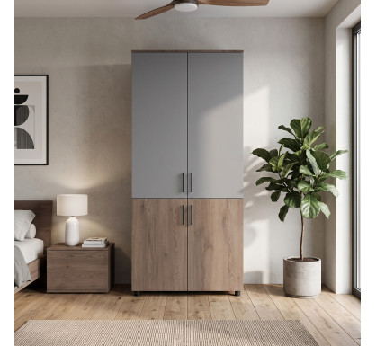 Skříň na oblečení Doros Thorn Cremona Cannolo/Šedá 2 DTD tyč 90х51.6х200 (44900455)