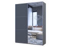 Šatní skříň s posuvnými dveřmi Doros G-Caiser Antracit / Antracit 1 dveře  / 1 zrcadlo / 3 části 160x60x240 (42005411)