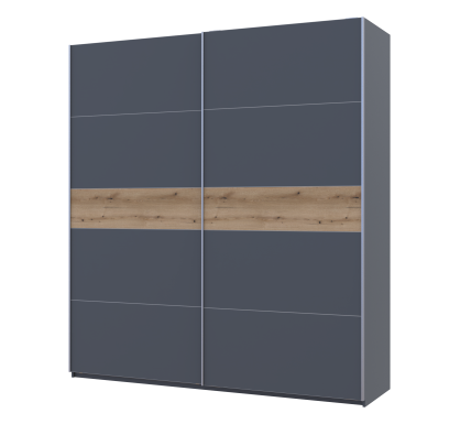 Šatní skříň s posuvnými dveřmi Doros G-Caiser Antracit / Antracit vložka Dub Evok 2 dveře  / 5 částí 220x60x240 (42005420)