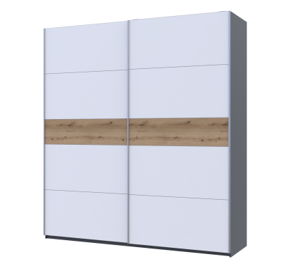 Šatní skříň s posuvnými dveřmi Doros G-Caiser Antracit / Bílá vložka Dub Evok 2 dveře  / 5 částí 220x60x240 (42005418)