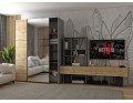 Šatní skříň s posuvnými dveřmi Doros G-Caiser Antracit / Dub Evok 1 dveře  / 1 zrcadlo / 3 části 160x60x240 (42005413)
