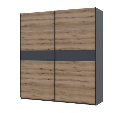 Šatní skříň s posuvnými dveřmi Doros G-Caiser Antracit / Dub Evok vložka Antracit 2 dveře / 5 částí 220x60x240 (42005421)
