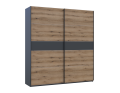 Šatní skříň s posuvnými dveřmi Doros G-Caiser Antracit / Dub Evok vložka Antracit 2 dveře / 5 částí 220x60x240 (42005421)