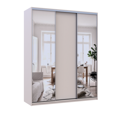 Šatní skříň s posuvnými dveřmi Doros City Light Kašmír 1 dveře / 2 zrcadla 180×60×225 (80736368)
