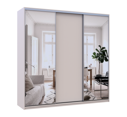 Šatní skříň s posuvnými dveřmi Doros City Light Kašmír 1 dveře / 2 zrcadla 225×60×225 (80736380)