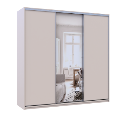 Šatní skříň s posuvnými dveřmi Doros City Light Kašmír 2 dveře / 1 zrcadlo 225×60×225 (80736383)