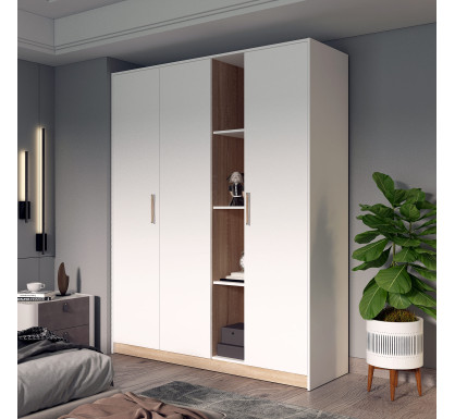 Šatní skříň Doros Austin Biela/dub Sonoma 3 dveře 161х51х205 (80737754)