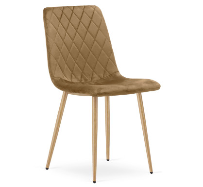 Židle TURIN – hnědý samet / dřevěné nohy (10040341)