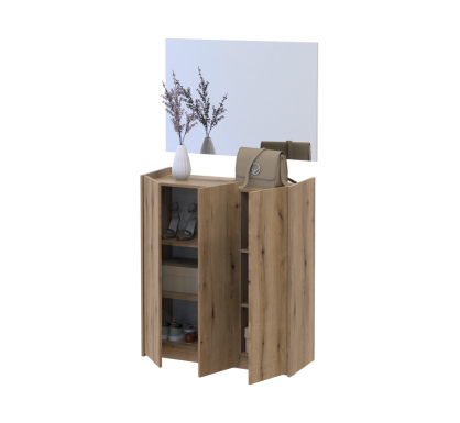 Botník se zrcadlem Doros Kassel Dub Evok 3 DTD 97×40×110 (42005500)